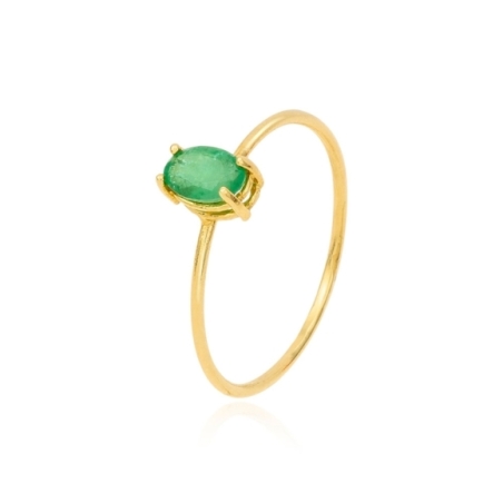 Anillo con Esmeralda Natural en Oro Amarillo de 18 KT