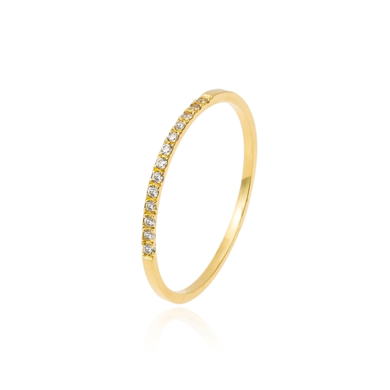 anillo de compromiso en oro amarillo y circonitas de 1,10 milimetros
