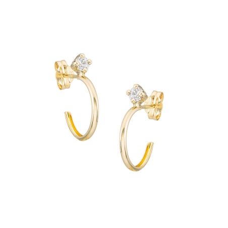 Pendientes de Medio Aro con garra de Circonita