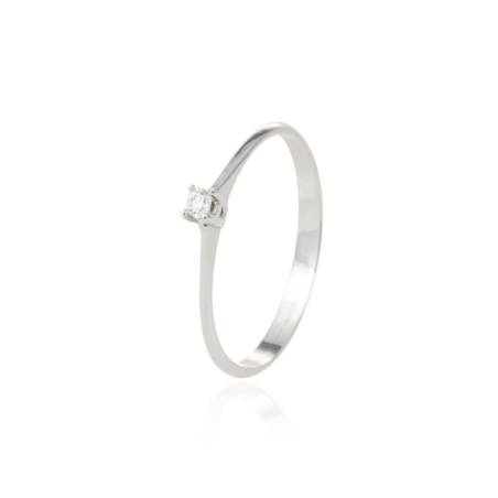 Anillo con Brillante 2,25mm 4 Garras en Oro Blanco