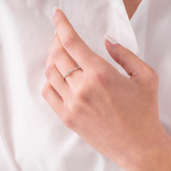 Anillo con Brillante 2,25mm en Oro Blanco 2