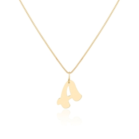 Colgante letra A con cadena de 45cms en Oro Amarillo
