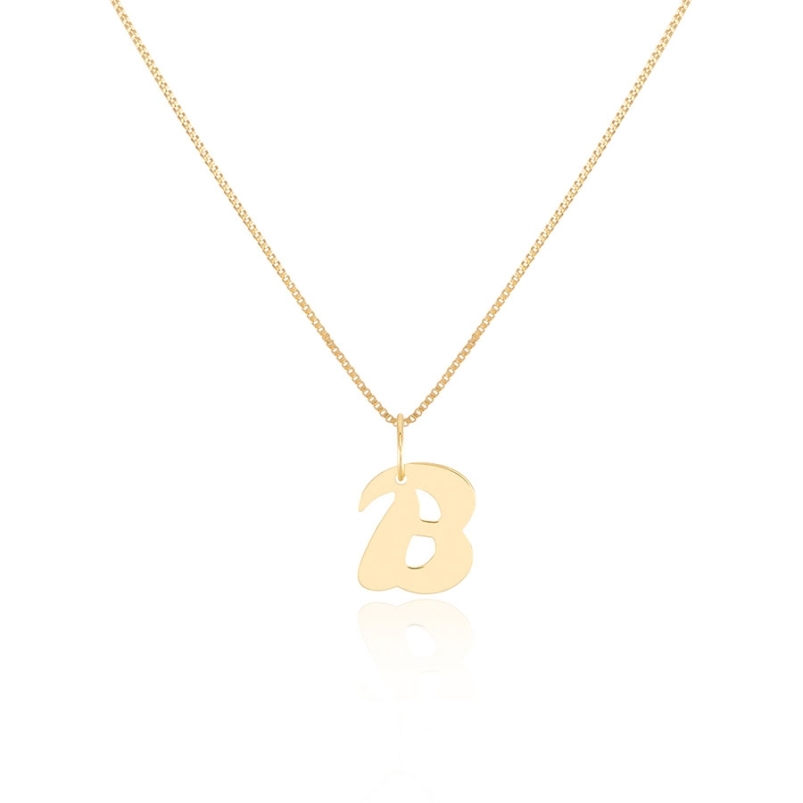 Colgante letra B con cadena de 45cms en Oro Amarillo