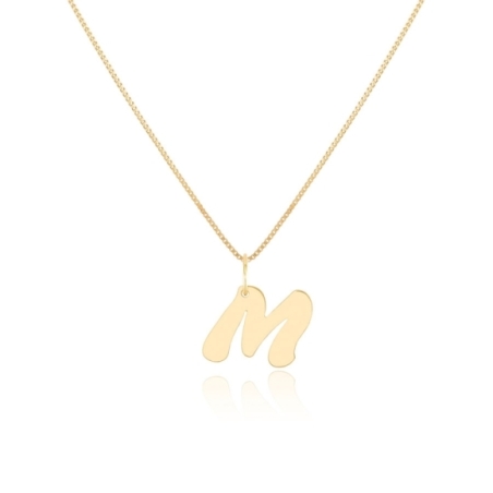 Colgante Letra M con cadena de 45cms en Oro Amarillo de 18 KT