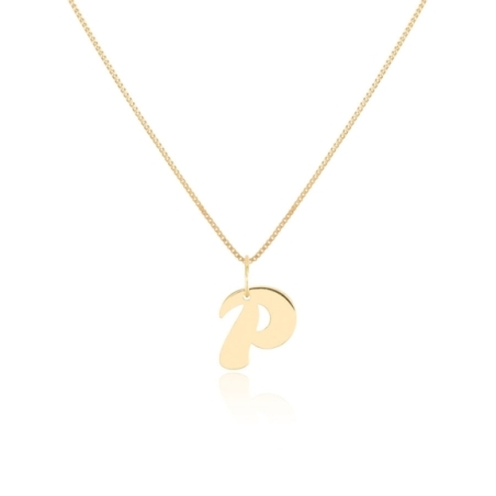 Colgante Letra P con cadena de 45cms en Oro Amarillo de 18 KT