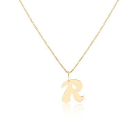 Colgante Letra R con cadena de 45cms en Oro Amarillo de 18 KT