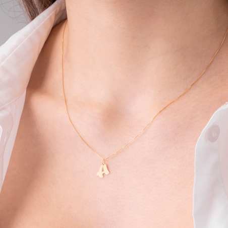 Colgante de Letra con cadena de 45cms en Oro Amarillo puesto