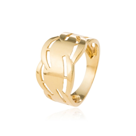 Anillo Grueso con Trenzas en Oro Amarillo
