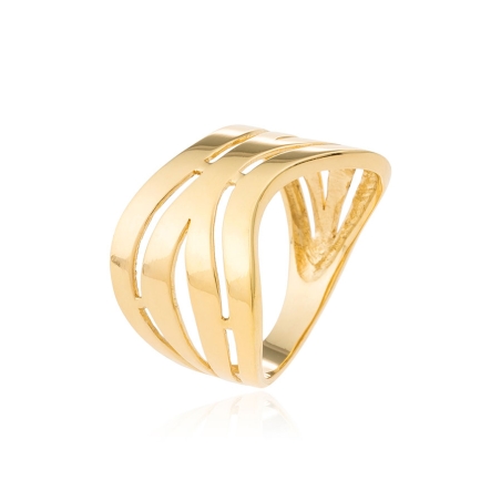 Anillo Grueso con Bandas en Oro Amarillo