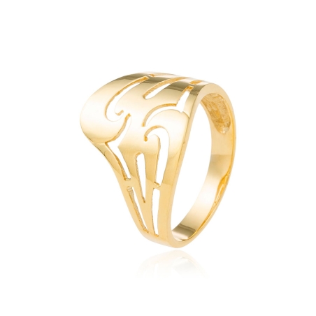 Anillo Grueso con Ondulaciones en Oro Amarillo