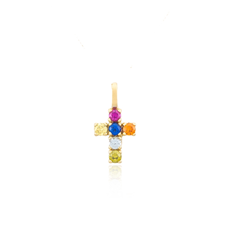Mini Cruz multicolor con cadena de 45 cms