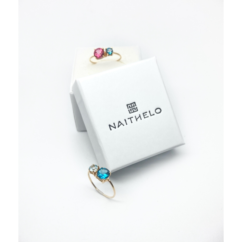 Anillo con Citrino y Topacio Rosa en Oro Amarillo de 18 KT